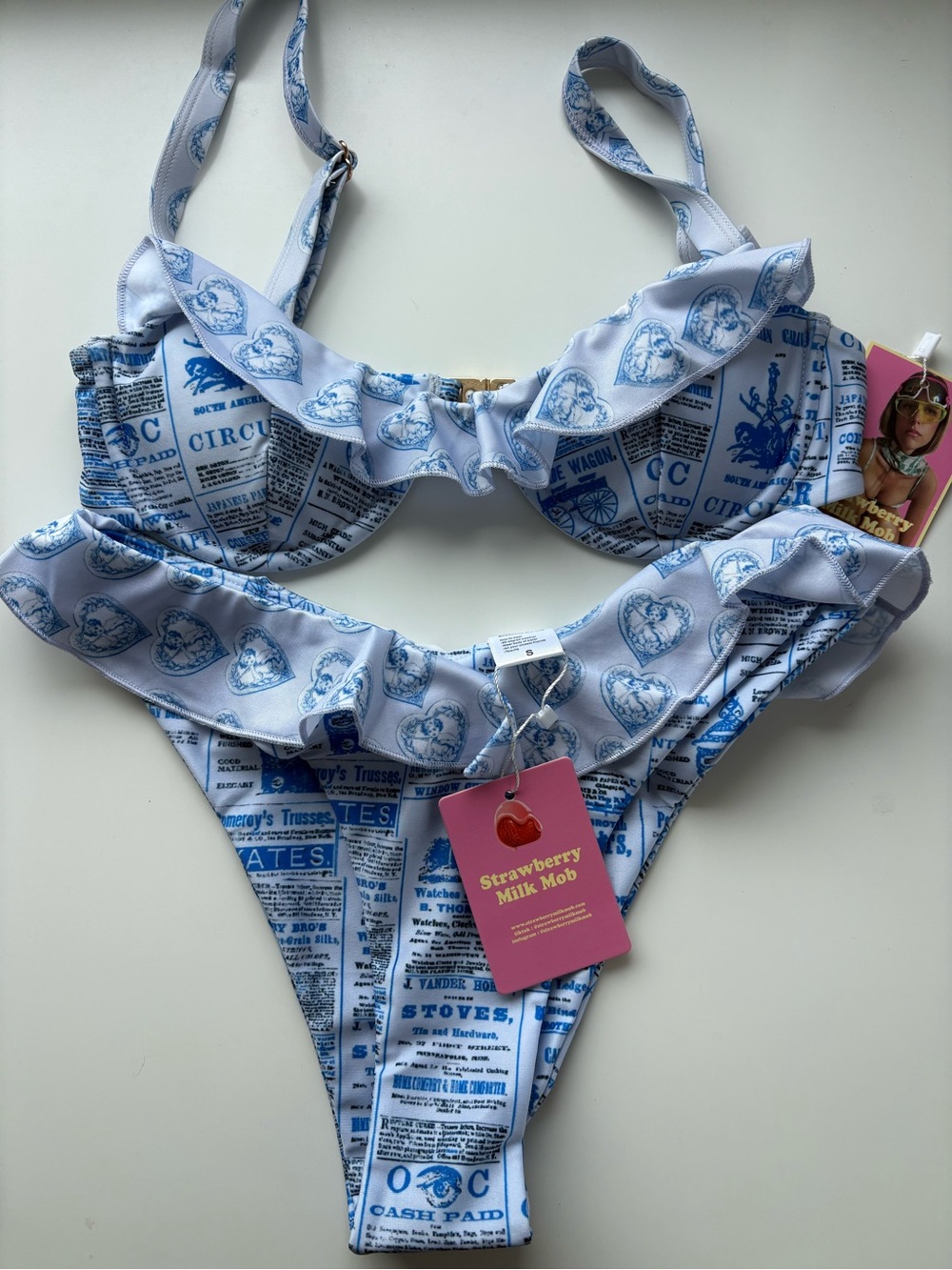 Strawberry Milk Mob Miss Dolly Ruffle Bikini Set